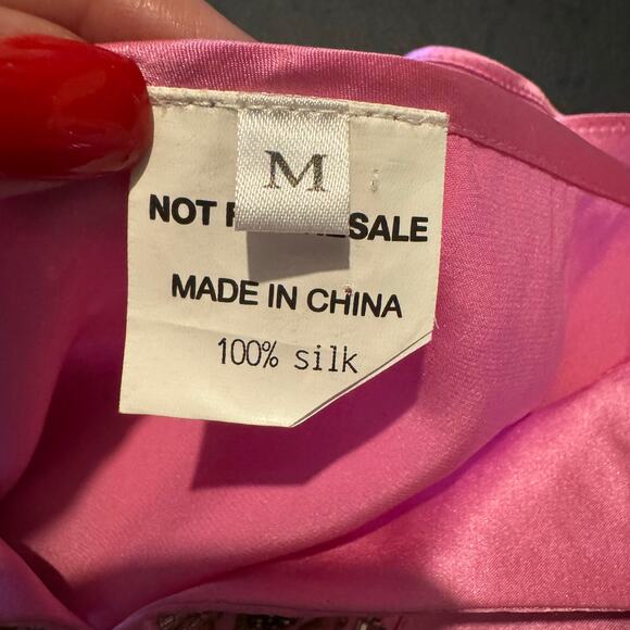 Vintage Y2K Vibrant Pink Silk Beaded Tank Medium Butterfly Paris Babydoll - Picture 3 of 9